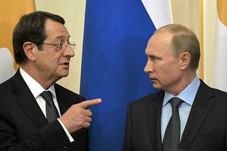 Kyproksen presidentti Nikos Anastasiadis ja Venäjän presidentti Vladimir Putin tapasivat keskiviikkona Moskovassa.