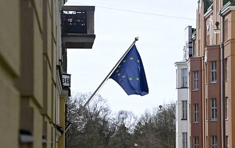  Euroopan Unionin lippu Eurooppa-päivänä Helsingissä 9.toukokuuta.