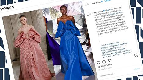 Vuonna 2014 perustettu Diet Prada on puuttunut useasti muotialan kopiointikulttuuriin. Kuvan Instagram-julkaisu on helmikuulta 2019.