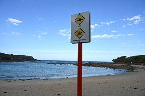 Little Bay Beach -ranta Sydneyssä Australiassa suljettiin tappavan haihyökkäyksen jälkeen. Kuva torstailta.