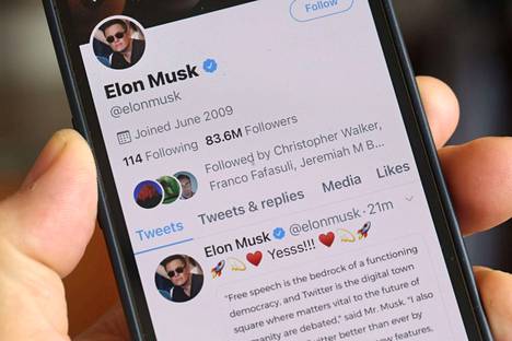 Miljardööriyrittäjä Elon Muskilla on Twitterissä yli 86 miljoonaa seuraajaa. Hän itse seuraa 114 ihmistä.