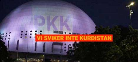 Rojavakommittéerna-verkosto sanoo heijastaneensa PKK-aiheisia kuvia muun muassa Globenin pinnalle. Heijastuksen aitoutta ei ole vahvistettu.