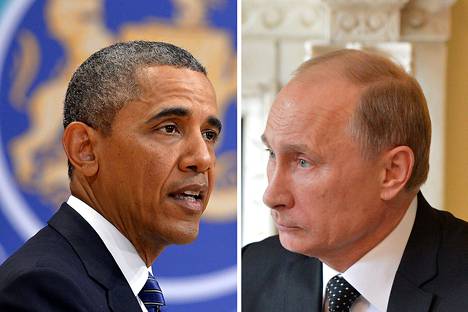 Barack Obama (vas.) ja Vladimir Putin.