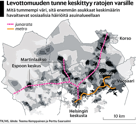 Tuore tutkimus pani Helsingin seudun rauhattomat alueet kartalle – ”Vastaa  hyvin arkikäsitystä asiasta” - Kaupunki 