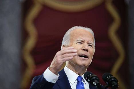 Presidentti Joe Biden puhui Washingtonissa torstaina. 