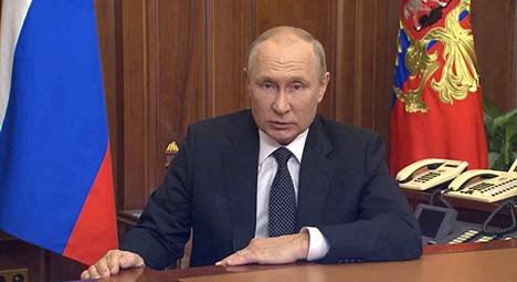 Venäjän televisio esitti keskiviikkona presidentti Vladimir Putinin puheen, jonka pääaiheena oli sota Ukrainassa.