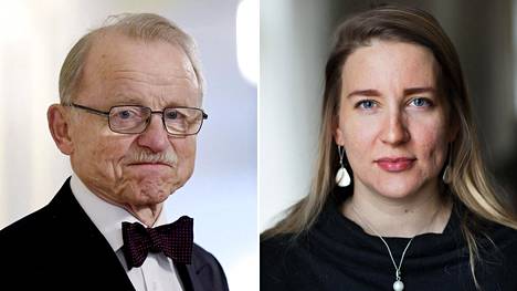 Valtiosääntöoikeuden emeritusprofessori Mikael Hidén ja politiikan tutkija Johanna Vuorelma.