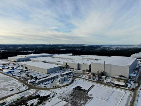 Akkuyhtiö Northvoltin tehdasalue Ruotsin Skellefteåssa lokakuussa 2021. 