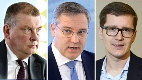 EK:n Ilkka Oksala, Suomen Yrittäjien Mikael Pentikäinen ja SAK:n Ilkka Kaukoranta.