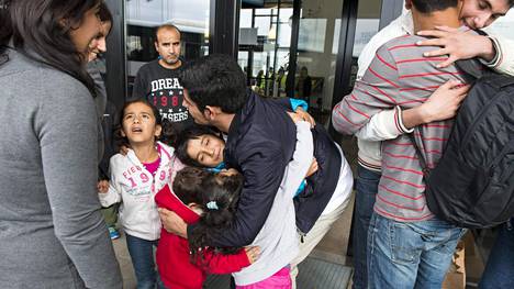 Turvapaikanhakijoiden perhe Haaparannassa vuonna 2015.