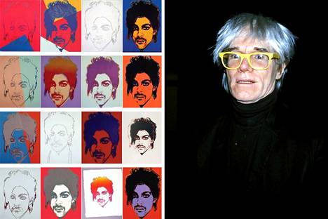 Andy Warholin tekemä teos Princestä ja Andy Warhol vuonna 1985. Kuva: 