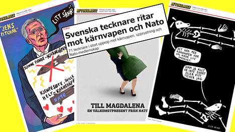 Ruotsalaislehti Aftonbladet julkaisi piirtäjien vetoomuksen. Kuvakaappauksia Aftonbladetista.