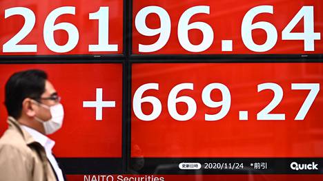 Yhdysvaltojen presidentinvaalien lopputuloksen kirkastuminen nosti osakkeiden hintoja myös Tokiossa.