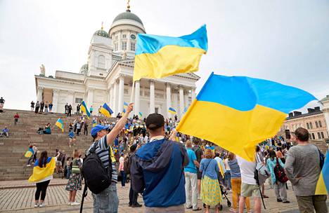 Ukrainalaisten puolesta osoitettiin mieltä viime elokuussa Helsingissä. 