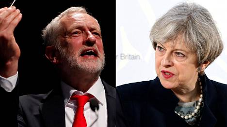 Britannian työväenpuolueen puheenjohtaja Jeremy Corbyn ja Britannian pääministeri Theresa May.