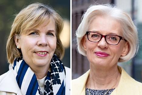 Oikeusministeri Anna-Maja Henriksson (r) ja Suomen Lakimiesliiton puheenjohtaja Tuula Linna.