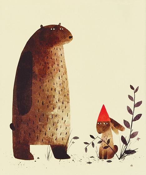 Jon Klassenin kuvakirjassa karhun hattu vaihtaa välillä päätä.