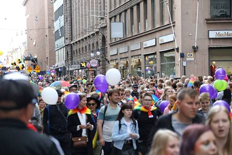 Helsinki Pride -kulkue järjestetään tänä vuonna lauantaina 2. heinäkuuta. Kuva vuodelta 2018.