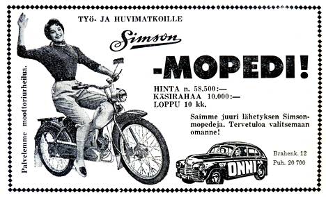 Simson-mopedin mainos 1950-luvulta. 