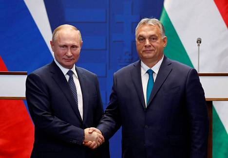 Unkarin pääministeri Viktor Orbán ja Venäjän presidentti Vladimir Putin lehdistötilaisuudessa Budapestissa lokakuussa 2019. 