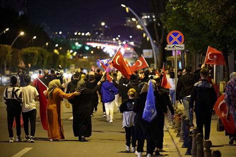   Turkish flags waved in the evening in Ankara. 