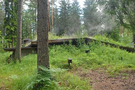 Keskellä metsää lymyää luolasauna, jonka lattialla solisee puro – tähän ja  moneen muuhun yksityiseen saunaan pääsee yleisökin - Matka 