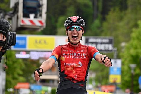 Bahrain-Victorious-tallia edustanut ukrainalainen Mark Padun voitti Critérium du Dauphiné -kilpailun  viimeisen etapin Ranskassa kesäkuussa 2021.