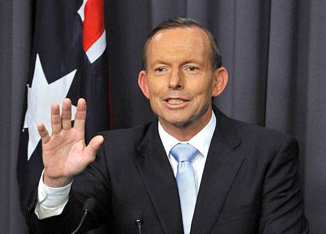 Australian pääministeri Tony Abbott lehdistötilaisuudessa Canberrassa.