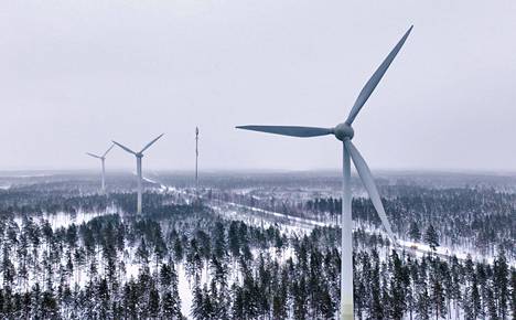 Suomessa vältytään sähköpulalta loppuviikon kireistä pakkasista huolimatta. Tuulivoimaloita Hangossa 14. joulukuuta 2022.