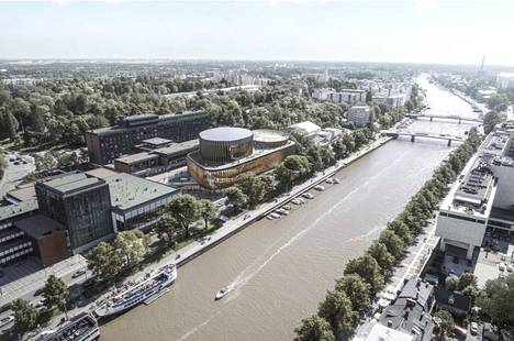 The Fuuga Music Hall will be built on the banks of the Aura River between the Turku City Theater and the Wäinö Aaltonen Museum. 