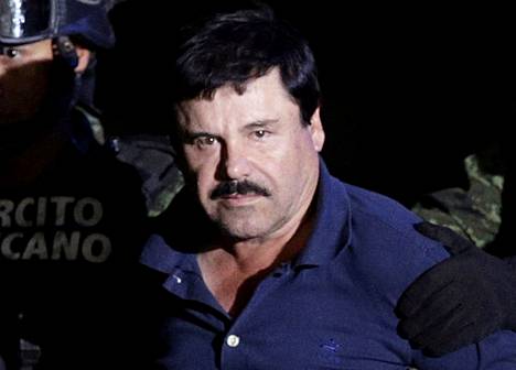 Joaquin "El Chapo" Guzman pidätettynä Meksikossa tammikuussa 2016. Noin vuosi myöhemmin hänet siirrettiin Yhdysvaltoihin.