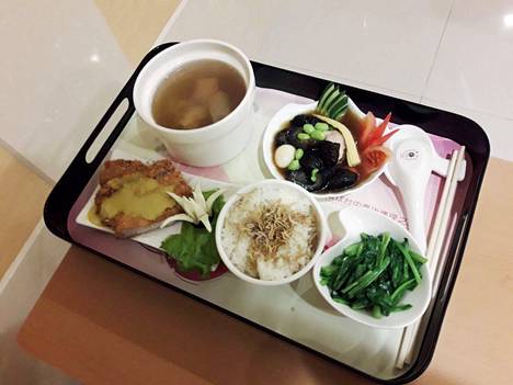 A meal served to Yi-Ping Liao in a private treatment center shortly after giving birth.