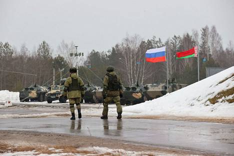 Venäjän ja Valko-Venäjän sotaharjoitusten osallistujia Valko-Venäjän Mahiljoun alueella 17. helmikuuta. 
