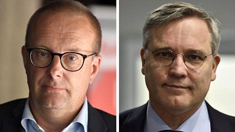 SAK:n puheenjohtaja Jarkko Eloranta ja Suomen yrittäjien toimitusjohtaja Mikael Pentikäinen.