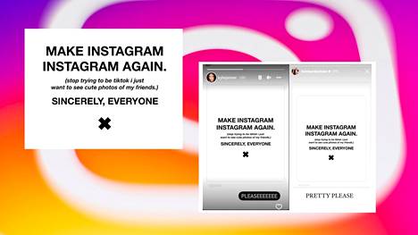 Sosiaalisen median vaikuttajat ovat jakaneet tileillään viestin, jossa he vastustavat Instagramiin tehtäviä muutoksia.