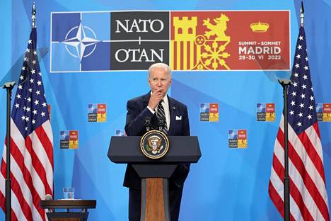 Yhdysvaltain presidentti Joe Biden Madridin Nato-huippukoko­kouksessa kesäkuun lopulla. 