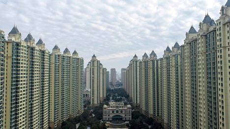 Ilmakuva joulukuun 3. päivältä 2022 Evergarnden asuntorakennushankkeesta Huaianissa, Kiinan itäisessä Jiangsun maakunnassa.