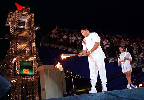 Muhammad Ali lit an Olympic flame in Atlanta in 1996.