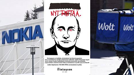 Suurlahjoituksia ja pommisilmäinen Putin – Suomen yrityksiltä nähdään nyt  jyrkkiä kannanottoja, ja se on asiantuntijan mielestä hieno asia: ”Jotkut  varmasti pitävät Putin-mainosta täysin mauttomana” - Talous 
