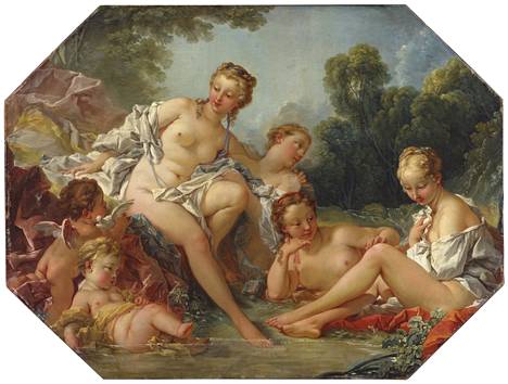 François Boucherin Kylpevä Venus nymfien ja amoriinien ympäröimänä (ajoittamaton) kuuluu Nationalmuseumin laajaan ranskalaisen taiteen kokoelmaan. 