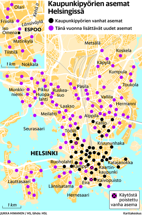 Top 64+ imagen kaupunkipyörät helsinki kartta