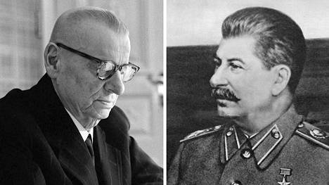 Presidentti J.K. Paasikivi ja Neuvostoliiton diktaattori Joseph Stalin
