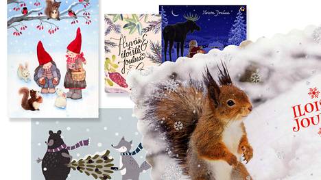 Suomalaisissa joulukorteissa kaikkein näkyvimpiä joulun juhlijoita ovat tontut ja metsäneläimet.