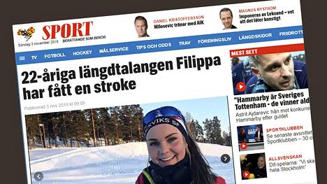 Ruotsalainen Expressen kertoi Filippa Lindmanin sairaskohtauksesta nettisivuilaan.