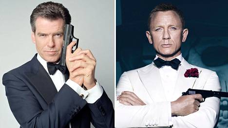 Pierce Brosnan (vas.) on näytellyt James Bondia neljän elokuvan verran, Daniel Craig nähdään keväällä viidennessään.