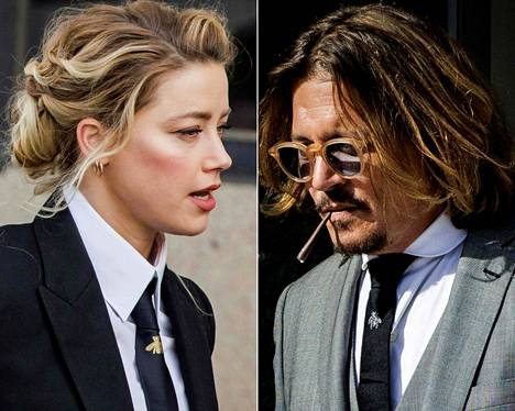 Amber Heard ja Johnny Depp oikeudenkäynnissä Fairfaxin piirikunnan oikeustalolla Virginian osavaltiossa huhtikuussa.
