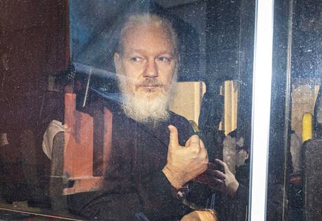 Julian Assange arriving at a lower court hearing in London in April 2019. 