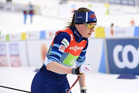 Johanna Matintalo hiihti kakkososuuden viime talven MM-kisojen viestissä, jossa Suomen naiset saavuttivat riemukkaan pronssimitalin.
