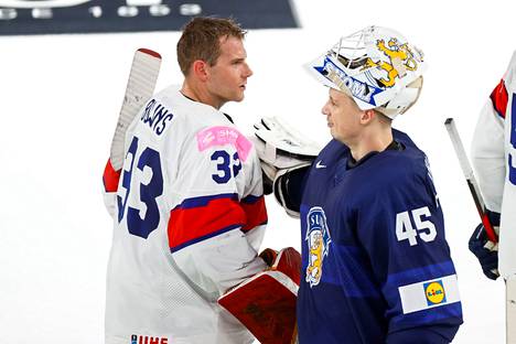 Bowns and Finland's Jussi Olkinuora met after the match.