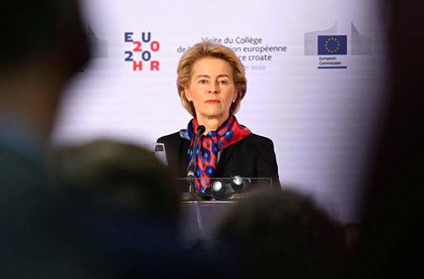 Euroopan komission puheenjohtaja Ursula von der Leyen piti lehdistötilaisuuden Zagrebissa perjantaina.